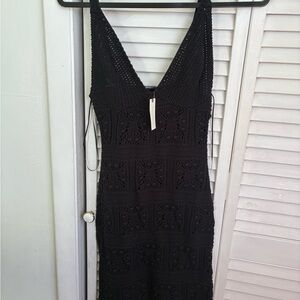 Anthropologie Black Crochet Dress